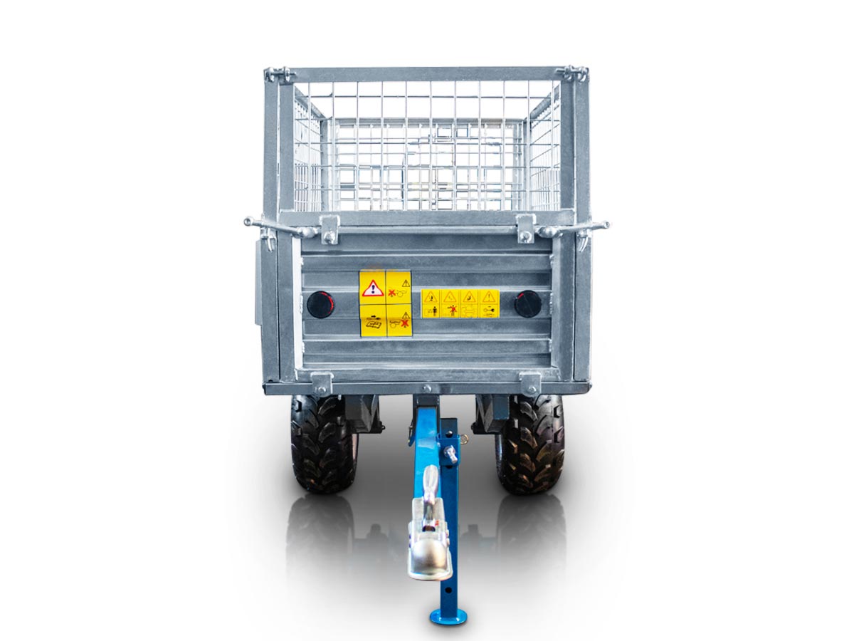 MT600-M | Graecus | Τρέιλερ για τρακτέρ με μηχανική ανατροπή 600kg και γαλβανιζέ παραπέτα 